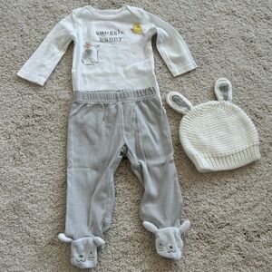 6M Bunny Carter’s Baby Clothes 1 Onesie, 1 Bunny Beanie Hat, 1 Pants